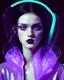 Placeholder: painting by koson ohara and marta bevacqua, portrait of a beautiful goth woman with long black hair, wearing a plastic raincoat, purple neon lighting, 8k, high quality, highly detailed