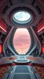 Placeholder: A spectacular interior inside a ufo spaceship with futuristic architecture on the planet Mars, using the Dune color palette, Photo realistic