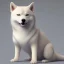 Placeholder: albino shiba inu, ethereal blue violet aura, orbs