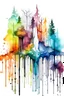 Placeholder: create cover paint,Watercolour effect, waterfall forest abstract,roschCh ink blot test, white background, muted colour's.no black outline, no black colour only white more watercolour blobs, no black outline, other coloursstyle coloring book