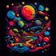 Placeholder: Create a t-shirt design featuring a stunning cosmic scene, with planets, stars, and galaxies. Use vibrant colors and intricate details to make it eye-catching.