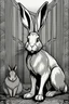 Placeholder: Gray flemish giant rabbit drawn in the style of Jojo's Bizarre Adventure