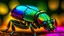 Placeholder: A close-up view of a beetle's iridescent shell, reflecting the vibrant colors of a tropical sunset.