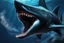 Placeholder: Huge Black shark in 8k venom drawing, symbiote effects, blue lights, sea, intricate details, highly detailed, high details, detailed portrait, masterpiece,ultra detailed, ultra quality