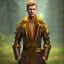 Placeholder: Male, Human, Blond, Sorcerer, Fire Mage, Golden Eyes, Young, Photorealism, Full Body Shot, Forest Background