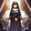 Placeholder: Clear focus, high resolution, black long fluffy hair, red eyes, wearing a nun outfit