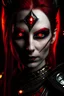 Placeholder: Portrait of a Evil warrior leader she-elf red eyes