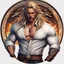 Placeholder: handsome warrior king, muscular, long blonde hair, male age 30, wearing jeans and a white buttonup shirt, tan skin, tattoos,photorealistic 4k dark fantasy