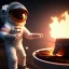 Placeholder: astronaut cooking marshmallows on barbecue from mars unreal engine 5, octan render