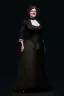 Placeholder: warm but stern aunty victorian era, posh british accent influenced, high born facial features dnd character on a solid black background, full body image, high quality realistic.