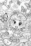 Placeholder: coloring pages for kids, Texto " Lisbeth Del Valle " en alta definición, caracterizado al estilo de Cute hello kitty, halloween y flores, ilustración, mariposas,renderizado 3d, vibrante, 3d render, typography, cartoon style, thick lines, low detail, black and white, no shading, --ar 85:110