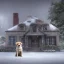 Placeholder: portrait of sad, scared, lonely dog tied to a short leash in front of house, winter, 8k resolution, high-quality, fine-detail, intricate, digital art, detailed matte, volumetric lighting, illustration, 3D octane render, brian froud, howard lyon, selina french, anna dittmann, annie stokes, lisa parker, greg rutowski