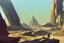 Placeholder: Sunny day, people near the, rocks seeing a distant modern city, sci-fi