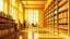 Placeholder: Modern yellow library interior with sunlight. Decor and desing concept. 3D Rendering