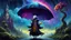 Placeholder: I Think Its Gonna Rain When I Die, creature design, Tim Burton, anthropomorphic character, surrealism, renaissance painting, concept art, colorful, cosmic, galactic, eldritch, mysterious, vibrant, whimsical, ethereal, rococo, digital painting, storybook illustration.