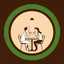 Placeholder: A circular logo for a cafe called (cofe didar) with a distinctive green border, in the center of which are two friends sitting at a table for two, drinking coffee, with a light on above their heads.