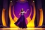 Placeholder: modern stage with gray-dark yellow blueish violet theme artistic decoration , color full dynamic lighting, a beautiful lady in maxi dress with shining silver jewels dancing, 3D recursive fractal structure animating background