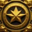 Placeholder:  black background, shiny golden embossed star ornament, 3d, cinematic, photorealistic