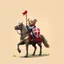 Placeholder: high poly teddy bear knight on horse with outstretched arms