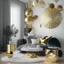 Placeholder: A picture of a modern living room with gold party decoration