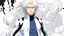 Placeholder: Satoru Gojo is a young tough guy white hair blue eyes black turtleneck without arms white loose pants in a defensive pose