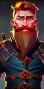 Placeholder: Dungeons and dragons character, warrior dwarf male, friendly face, high detail, High definition, ginger braided beard, ginger long hair in a bun, heavy armor, short height, black backdrop