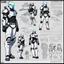 Placeholder: ConceptSheet for wii No More Heroes style with thick lines: sci-fi RPG Character Class Driller Character Class Concept [colour illustration by Kelley Jones] : hDrill Gauntlets, Plasma Cutter, Exo-Suit, Multi-Tool Utility Belt, a weapon and all the package of a high-tech explorer