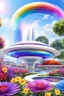 Placeholder: colors, very beautiful, ,flowers, garden,rainbow, cité futuriste ultra moderne, ufos