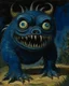 Placeholder: A dark blue monster painted by Vincent van Gogh