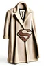 Placeholder: Superman's Balenciaga overcoat Winter elegant inspired by Superman's emblem design beige tones with dual color on a white background, product catalog photography, soft spot lighting, depth of field, 4k –ar 3:5 –q 2