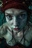 Placeholder: Country underwater, closeup siren with big eyes, ragged clothes, fullbody, his skin translucent, black veins that extended like roots, 8k,macro photography,
