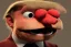 Placeholder: Angry muppet trump with small nose in suit, no tongue, looking forward, face, smaller, round puffball nose, eyebrows