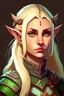 Placeholder: fantasy medieval female elf, character portrait, blonde hair, pixel art, game art