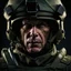 Placeholder: portrait of a 50 year old evil soldier. sneering expression, dark short hair,