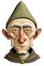 Placeholder: Portrait of a male gnome with short hair, intelligent eyes, angular face, aquiline nose, de Chirico style
