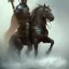 Placeholder: frank frazetta style, two knight clases on battlefield