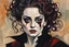 Placeholder: Painting of Helena Bonham Carter as a Goth vampire girl, in the Expressionist style of Egon Schiele, Oskar Kokoschka, and Franz Marc, in muted natural colors