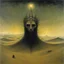 Placeholder: [art by Zdzisław Beksiński] A creature stirred, its reptilian eyes, I froze in terror, praying it wouldn't realize My presence, hidden, though my heart did pound. Then another came, adorned in tribal crown. Wandering these dunes, a mystery unbound, Visions and memories, swirling all around. What forces brought me to this alien ground? A soulful lament, my heart's resound.