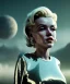 Placeholder: Ultra Realistic retro sci-fi scene, portrait, 2 blonde woman clones, sweet young Marilyn Monroe face, perfect iris, tight latex coat, helmet, Strange planet background. Spaceship, fog, rain, soft color, highly detailed, unreal engine 5, ray tracing, RTX, lumen lighting, ultra detail, volumetric lighting, 3d, finely drawn, high definition, high resolution.