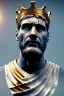 Placeholder: Ultra Realistic image, Roman sculpture, white marble material, Lionel Messi, gold crown of thorns rose, god crown, baroque ornaments, sun rays background, waist up portrait, epic, celestial, cinematic lighting, God lights, 4k resolution, smooth details, soft lighting, unreal engine 5, art station, substance 3d.