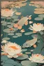 Placeholder: An elegant, Japanese woodblock print-inspired illustration of a koi pond, featuring several koi fish swimming gracefully among blooming lotus flowers and gently swaying underwater plants, utilizing a harmonious color palette and traditional composition techniques.