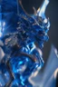 Placeholder: transparent gemstone gargoyle, in blue fire chrome casino, high detail, 8k, cinematic, depth of field, art