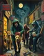 Placeholder: Bosch painting style ,nightmare, street baggers, hashish smoker , prostitute stray dogs and cats,