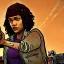 Placeholder: Clementine from the walking dead telltale fights a guy and she won because she's strong and she puts her bare foot on that guy's head she looks superior the art looks like the game