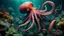 Placeholder: animals creatures, octopus, plants from subanautica from deep sea, leviathan's a lot of sea plants very deep, beautiful, river of magma, green and blue.