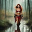 Placeholder: [bokeh photo by Lucien Rousselot] youthful Sophia Loren as Red Sonja camina por la cienaga Red Sonja walks through the swamp with her tiger