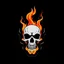 Placeholder: minimalistic screaming skull with flame