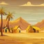 Placeholder: Background of a design of a farm and honey house with mountains and yellow meadows resembling palm trees