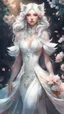 Placeholder: (Full View ultrarealistic Portrait ethereal fantasy hybrid white tigress wearing beautiful gown, flowers, spirituality, 4k digital masterpiece by Anna Dittman and Alberto Seveso Ruan Jia, rossdraws, artgerm and greg rutkowski and alphonse mucha and loish and WLOP, fantasycore, Hyperdetailed, realistic digital painting, soft lighting, featured on Artstation)), dark background, mid shot, full body, neutral expression, ultra realistic, highres, superb, 8k wallpaper, extremely detailed, intricate, l