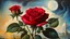 Placeholder: painting style, surrealism,80's, red rose